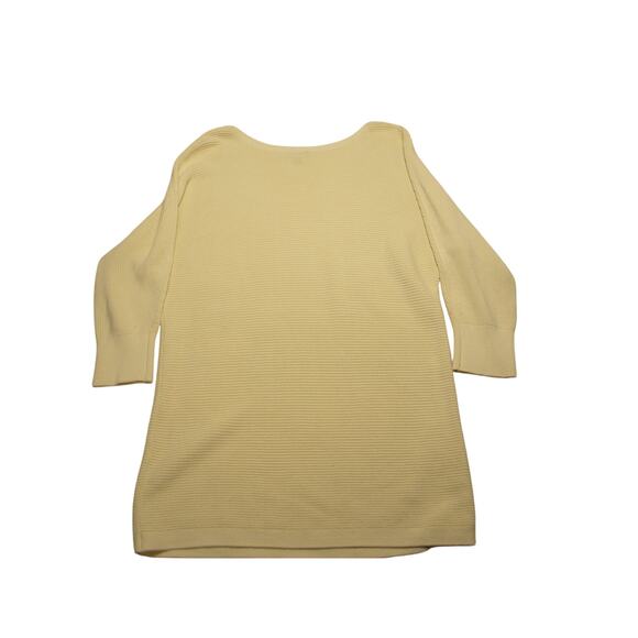 Talbots Cream Ribbed Knit Sweater Boatneck Long Sleeve Tunic Large Classic Comfy - Picture 2 of 3